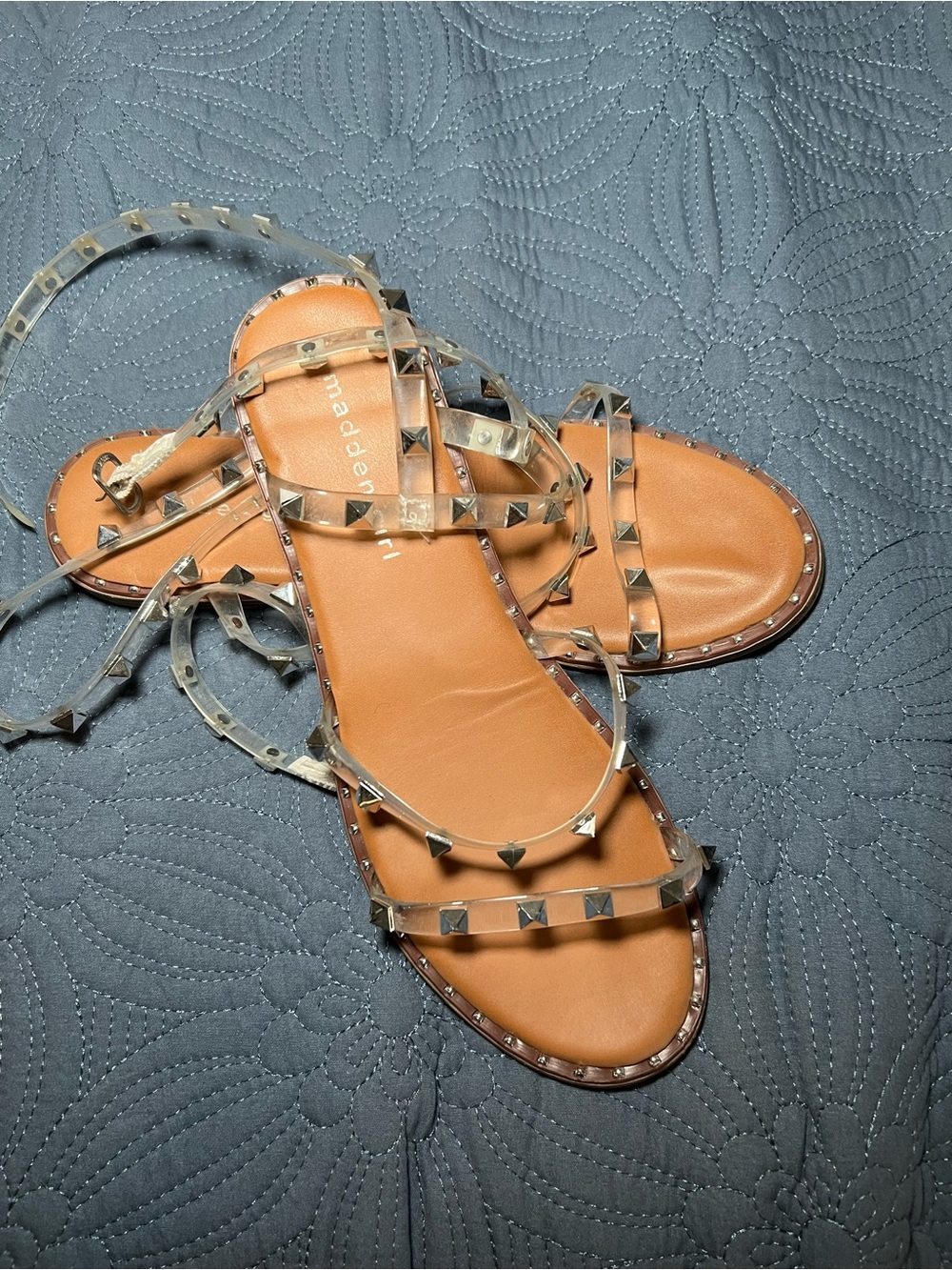 Steve Madden Clear & Silver Studded Gladiator Sandals